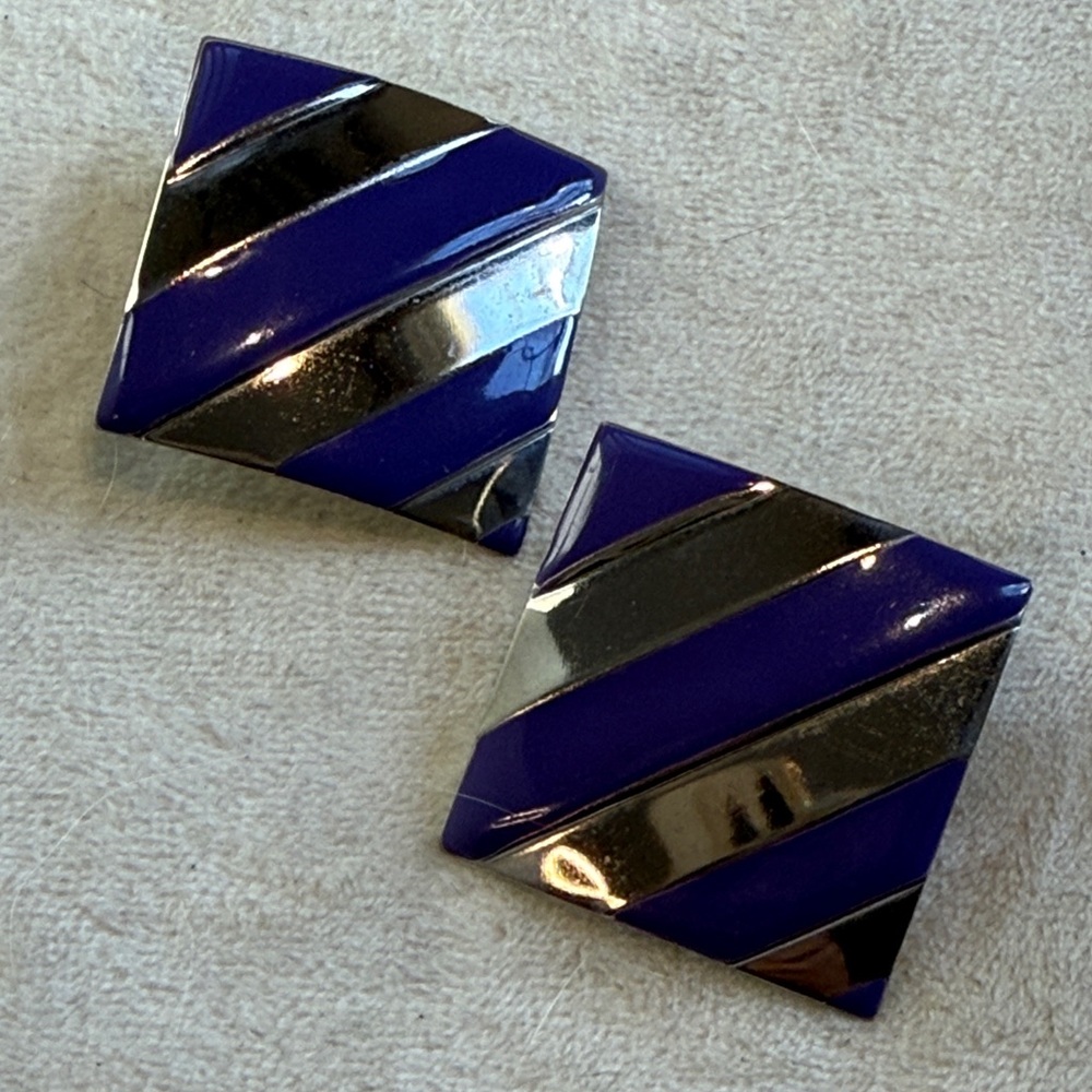 Purple and Silver Geometric Earrings